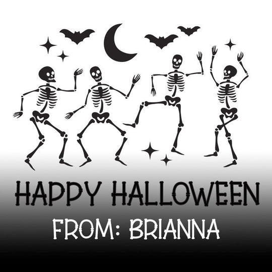Skeletons Personalized Halloween Sticker, Custom Halloween Stickers, Kids Halloween Favor Stickers, Cute Halloween Stickers for School