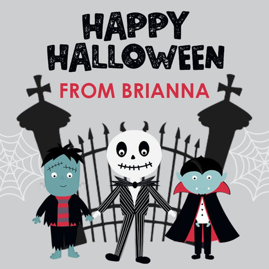 Spooky Friends Personalized Halloween Sticker, Custom Halloween Stickers, Kids Halloween Favor Stickers, Cute Halloween Stickers for School