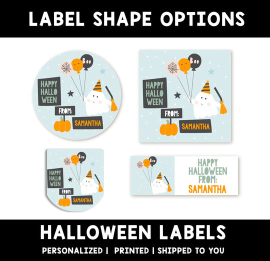 Trick or Treat Personalized Halloween Sticker, Custom Boo Halloween Stickers, Kids Halloween Favor Stickers, Halloween Stickers for School