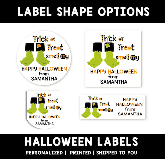 Frankenstein Feet Personalized Halloween Sticker, Custom Halloween Stickers, Kids Halloween Favor Stickers, Halloween Stickers for School