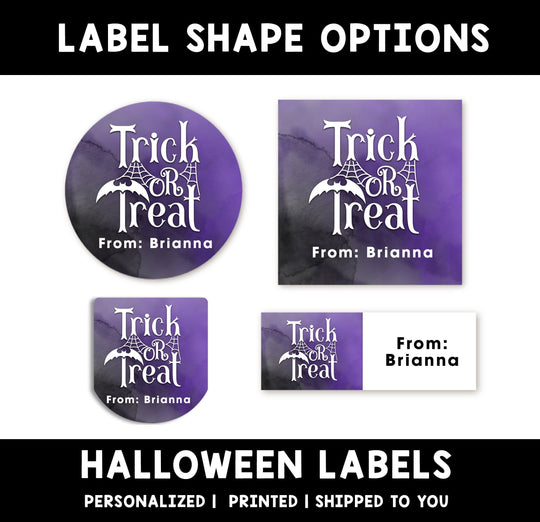 Trick or Treat Personalized Halloween Sticker, Custom Halloween Stickers, Kids Halloween Favor Stickers, Halloween Stickers for School