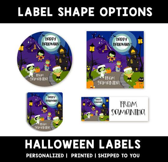 Zombie Party Personalized Halloween Sticker, Custom Halloween Stickers, Kids Halloween Favor Stickers, Halloween Stickers for School