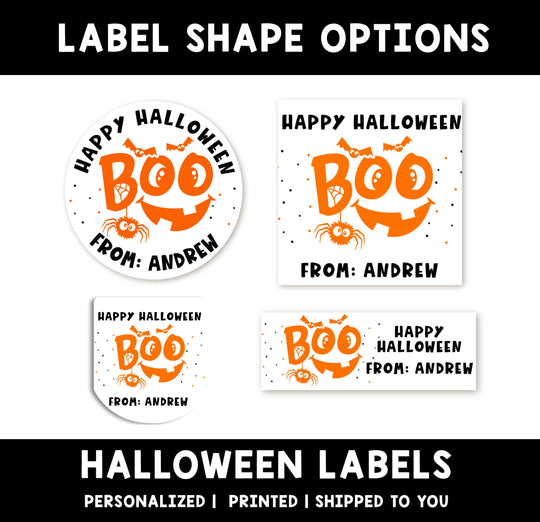 Boo Personalized Halloween Sticker, Custom Halloween Stickers, Kids Halloween Favor Stickers, Cute Halloween Stickers for School