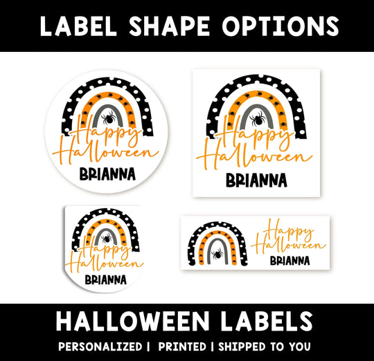Rainbow Spider Personalized Halloween Sticker, Custom Halloween Stickers, Kids Halloween Favor Stickers, Cute Halloween Stickers for School