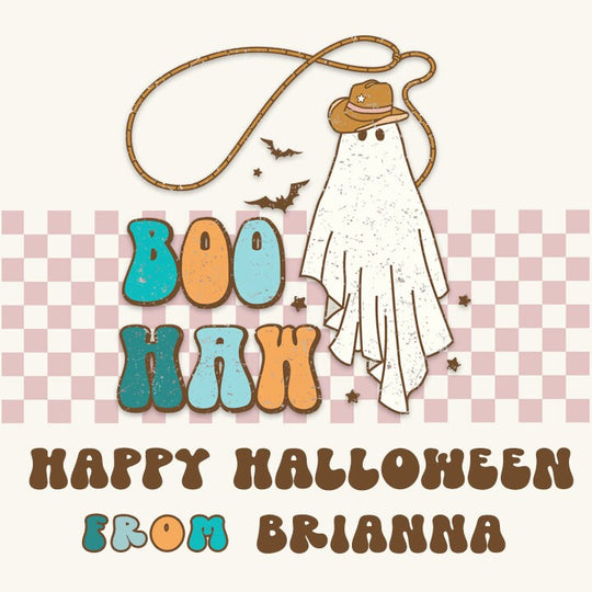 Boo Haw Western Personalized Halloween Sticker, Custom Halloween Stickers, Kids Halloween Favor Stickers, Halloween Stickers for School