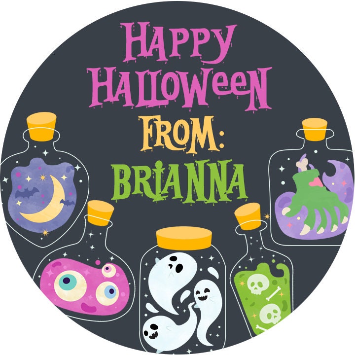 SPOOKY Potions Personalized Halloween Sticker, Custom Halloween Stickers, Kids Halloween Favor Stickers, Cute Halloween Stickers for School