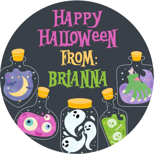 SPOOKY Potions Personalized Halloween Sticker, Custom Halloween Stickers, Kids Halloween Favor Stickers, Cute Halloween Stickers for School