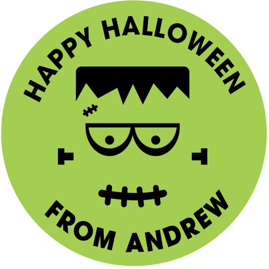 Frankenstein Face Personalized Halloween Sticker, Custom Halloween Stickers, Kids Halloween Favor Stickers, Halloween Stickers for School
