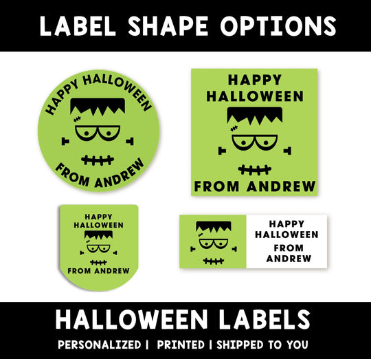 Frankenstein Face Personalized Halloween Sticker, Custom Halloween Stickers, Kids Halloween Favor Stickers, Halloween Stickers for School