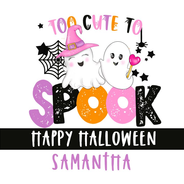 Too Cute To Spook Personalized Halloween Sticker, Custom Halloween Stickers, Kids Halloween Favor Stickers, Halloween Stickers for School