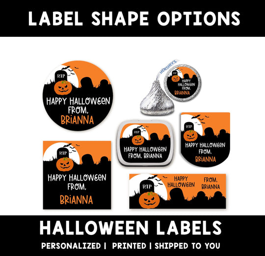 Spooky Pumpkin Personalized Halloween Sticker, Custom Halloween Stickers, Kids Halloween Favor Stickers, Cute Halloween Stickers for School