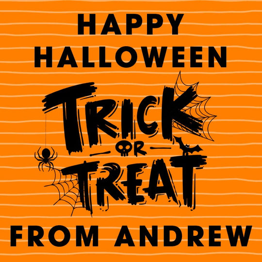 Trick or Treat Personalized Halloween Sticker, Custom Neon Halloween Stickers, Kids Halloween Favor Stickers, Halloween Stickers for School
