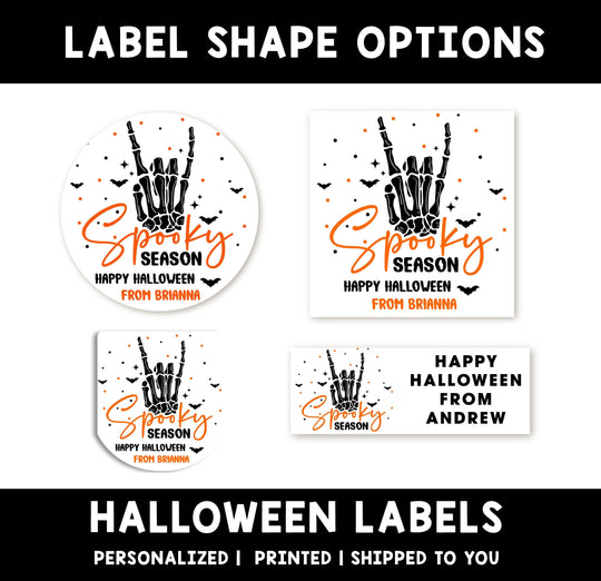 Spooky Season Personalized Halloween Sticker, Custom Neon Halloween Stickers, Kids Halloween Favor Stickers, Halloween Stickers for School