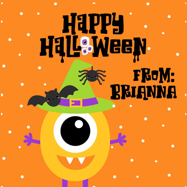 Orange Monster Personalized Halloween Sticker, Custom Halloween Stickers, Kids Halloween Favor Stickers, Cute Halloween Stickers for School
