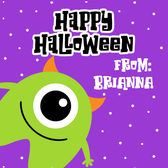 Green Monster Personalized Halloween Sticker, Custom Halloween Stickers, Kids Halloween Favor Stickers, Cute Halloween Stickers for School