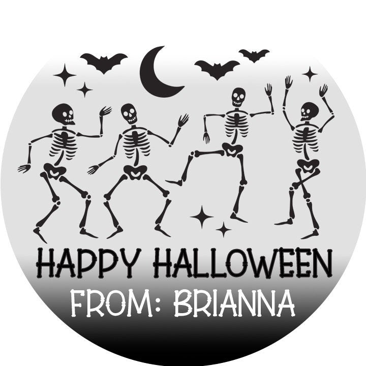 Skeletons Personalized Halloween Sticker, Custom Halloween Stickers, Kids Halloween Favor Stickers, Cute Halloween Stickers for School