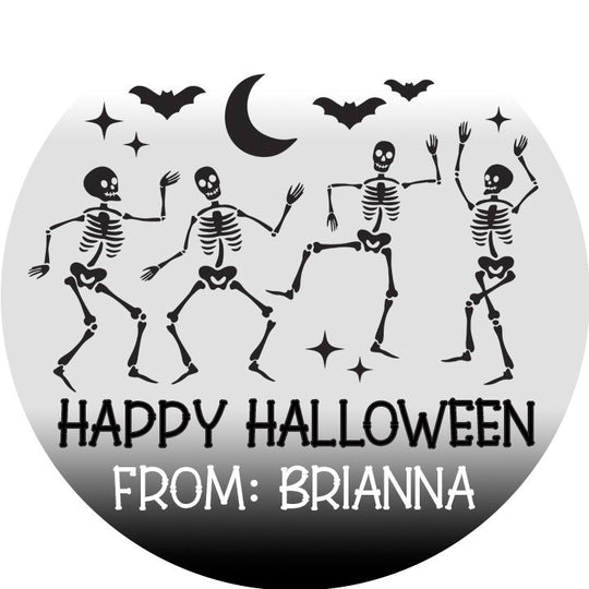 Skeletons Personalized Halloween Sticker, Custom Halloween Stickers, Kids Halloween Favor Stickers, Cute Halloween Stickers for School