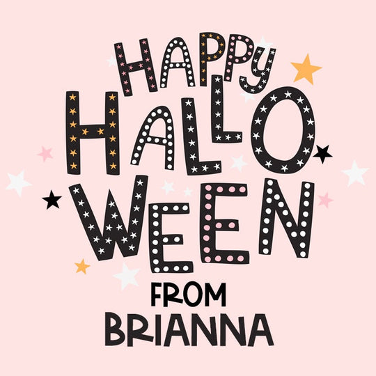 Halloween Pink Personalized Halloween Sticker, Custom Halloween Stickers, Kids Halloween Favor Stickers, Halloween Stickers for School