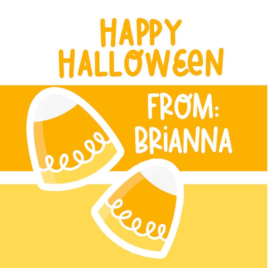 Candy Corn Personalized Halloween Sticker, Custom Halloween Stickers, Kids Halloween Favor Stickers, Halloween Stickers for School