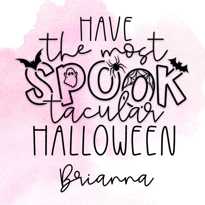 Pink Spooktacular Personalized Halloween Sticker, Custom Halloween Stickers, Kids Halloween Favor Stickers, Halloween Stickers for School
