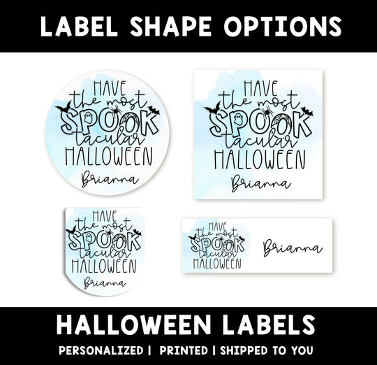 Blue Spooktacular Personalized Halloween Sticker, Custom Halloween Stickers, Kids Halloween Favor Stickers, Halloween Stickers for School