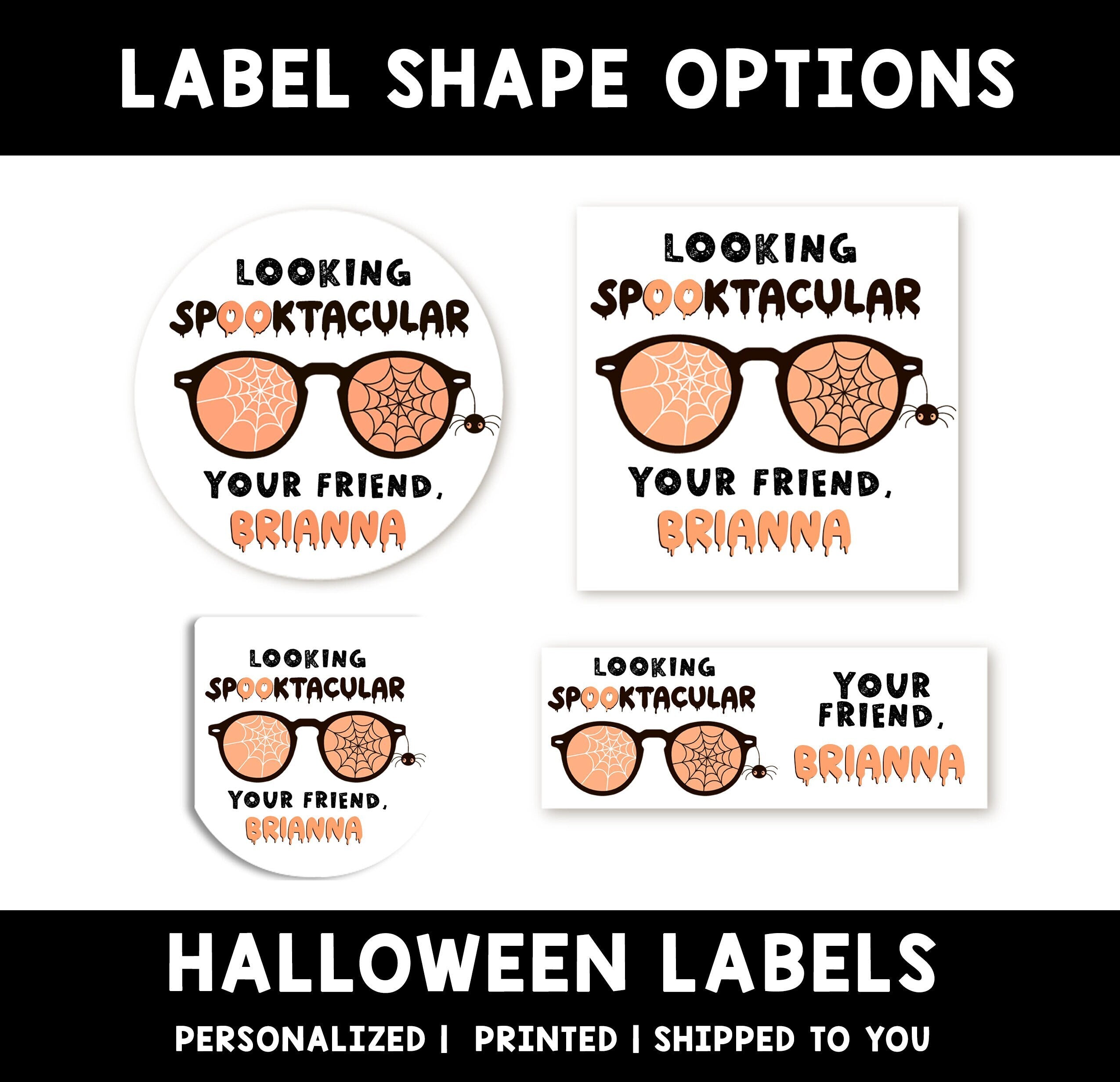 Looking Spooktacular Personalized Halloween Sticker, Custom Halloween Stickers, Kids Halloween Favor Stickers, Halloween Stickers for School