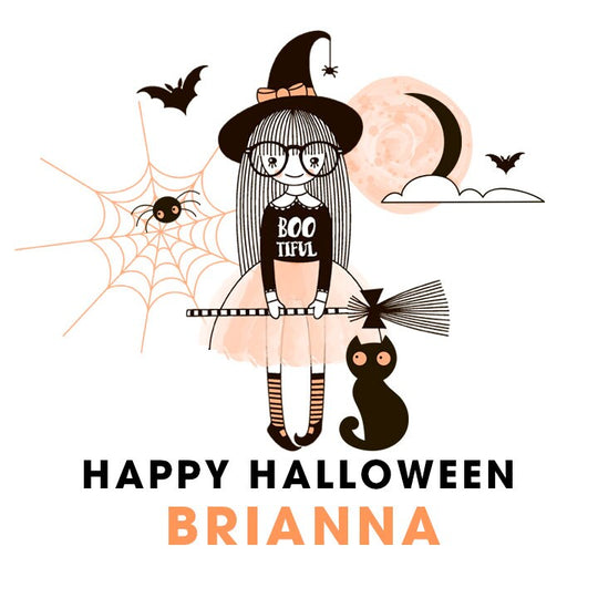 Spooky Witch Personalized Halloween Sticker, Custom Halloween Stickers, Kids Halloween Favor Stickers, Cute Halloween Stickers for School