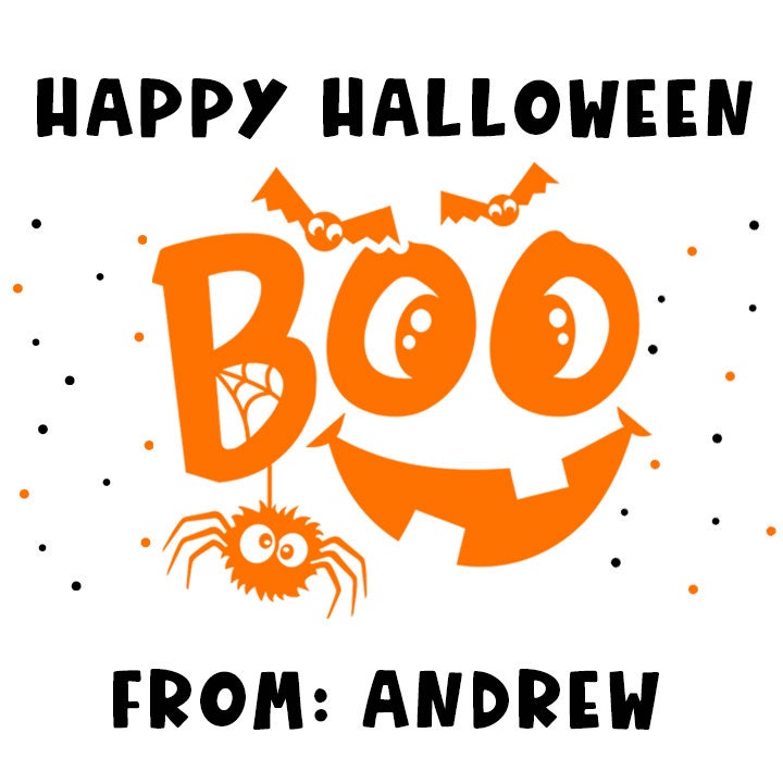 Boo Personalized Halloween Sticker, Custom Halloween Stickers, Kids Halloween Favor Stickers, Cute Halloween Stickers for School