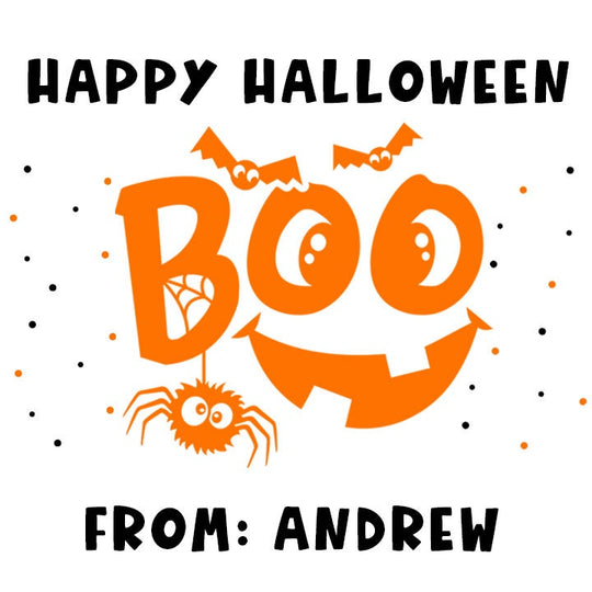 Boo Personalized Halloween Sticker, Custom Halloween Stickers, Kids Halloween Favor Stickers, Cute Halloween Stickers for School