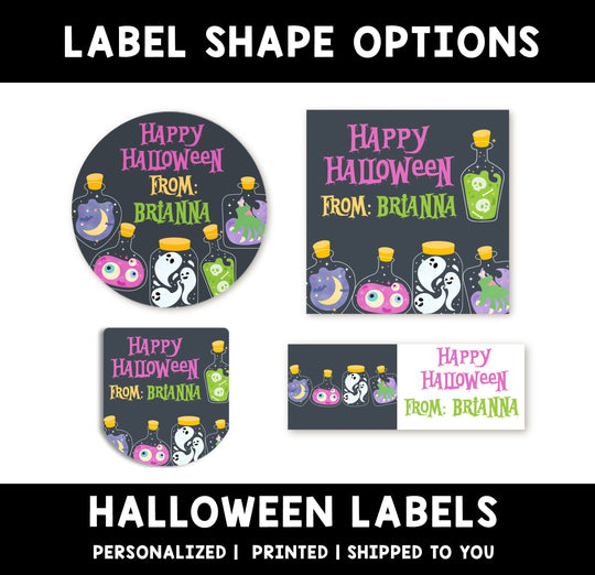 SPOOKY Potions Personalized Halloween Sticker, Custom Halloween Stickers, Kids Halloween Favor Stickers, Cute Halloween Stickers for School