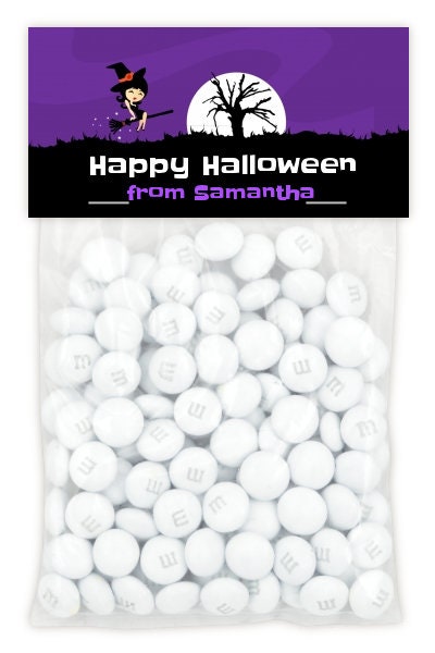 Trendy Witch Personalized Halloween Sticker, Custom Halloween Stickers, Kids Halloween Favor Stickers, Cute Halloween Stickers for School