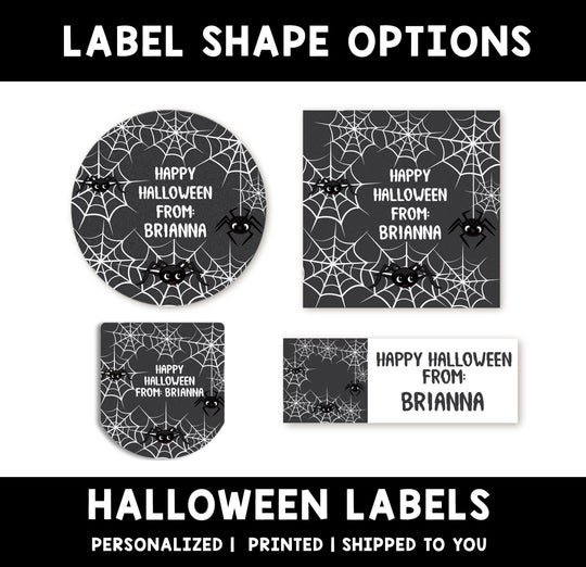 Spider Webs Personalized Halloween Sticker, Custom Halloween Stickers, Kids Halloween Favor Stickers, Cute Halloween Stickers for School