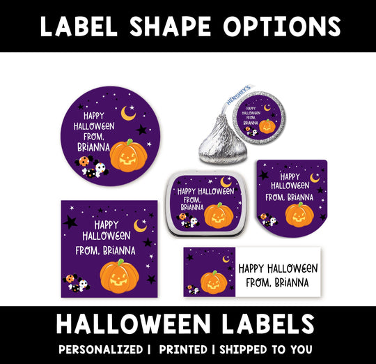 Pumpkin Personalized Halloween Stickers, Custom Halloween Stickers, Kids Halloween Favor Stickers, Cute Halloween Stickers for School