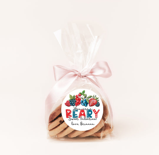 You are a Beary Sweet Valentines Day Stickers - Personalized  Valentine Round Sticker Labels - Classroom Valentines for School