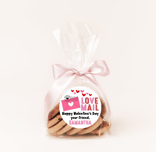 Love Mail For Someone Sweet Valentines Day Stickers - Personalized  Valentine Round Sticker Labels - Classroom Valentines for School