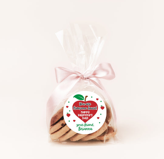 You are Awesome Sauce Applesauce Valentine - You're all that and a bag of chips Stickers - Happy Valentine's Day Personalized Stickers -