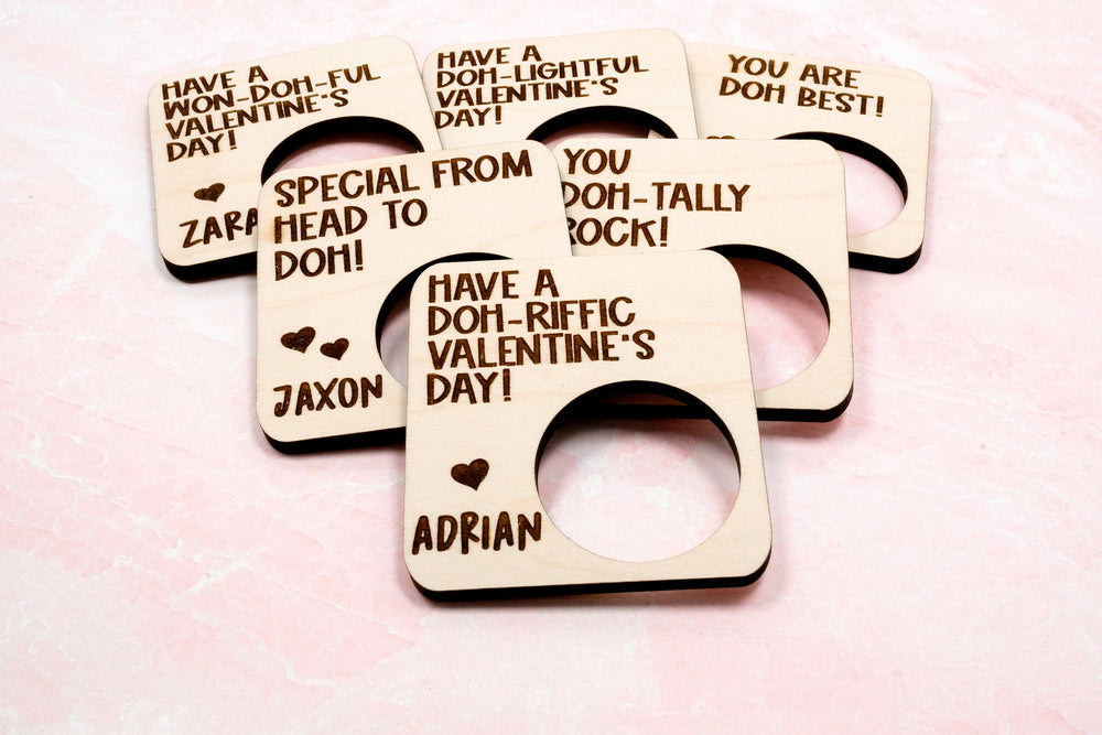 Personalized Class Valentine Play Dough Cards | Candy Free Favors for Classroom Valentine's Day Party