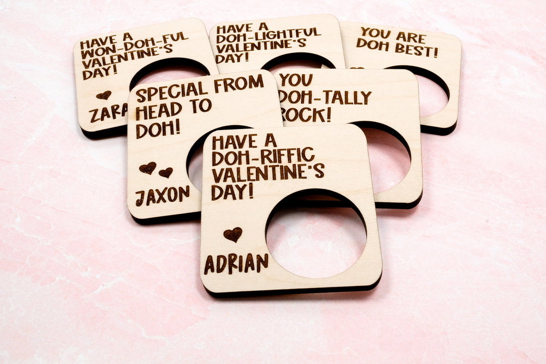 Personalized Class Valentine Play Dough Cards | Candy Free Favors for Classroom Valentine's Day Party