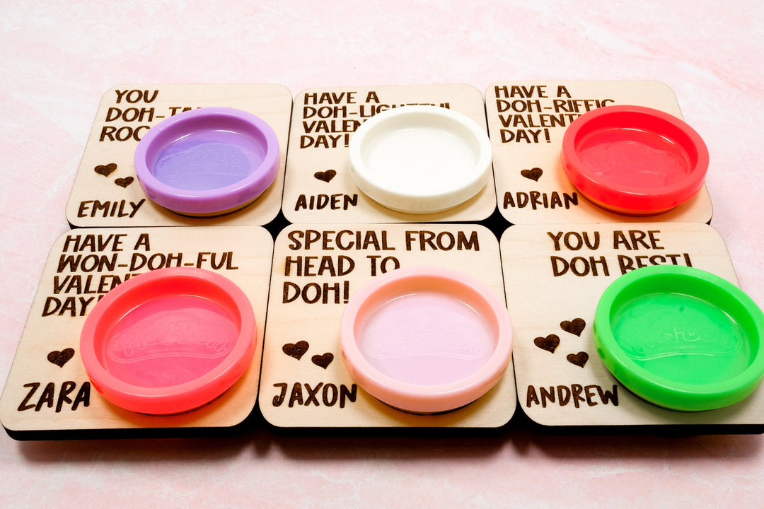 Personalized Class Valentine Play Dough Cards | Candy Free Favors for Classroom Valentine's Day Party