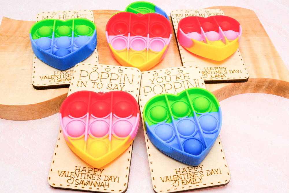 Personalized Class Valentine Pop It Cards | Candy Free Favors for Classroom Valentine's Day Party