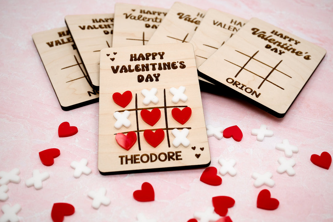 Personalized Class Valentine Tic Tac Toe | Candy Free Favors for Classroom Valentine's Day Party