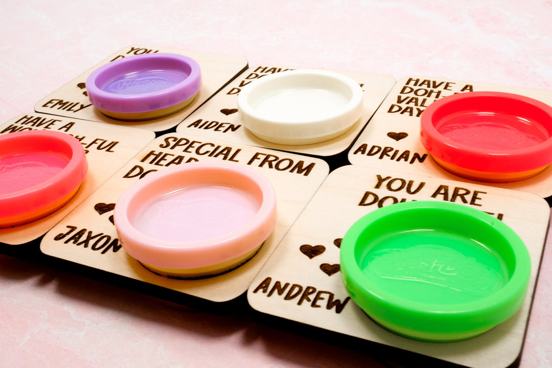 Personalized Class Valentine Play Dough Cards | Candy Free Favors for Classroom Valentine's Day Party