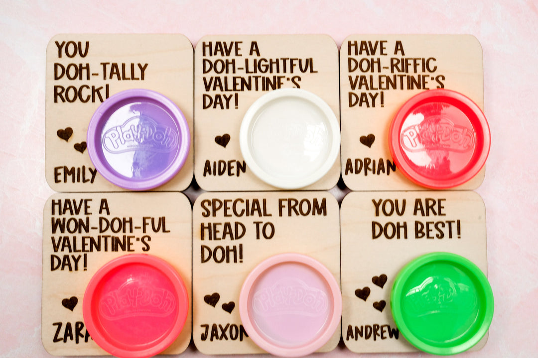 Personalized Class Valentine Play Dough Cards | Candy Free Favors for Classroom Valentine's Day Party
