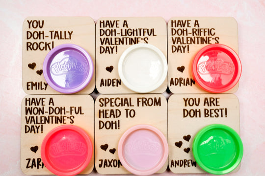 Personalized Class Valentine Play Dough Cards | Candy Free Favors for Classroom Valentine's Day Party