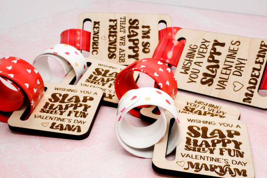 Personalized Class Valentine Slap Bracelet Cards | Candy Free Favors for Classroom Valentine's Day Party