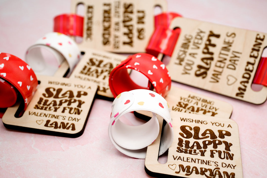Personalized Class Valentine Slap Bracelet Cards | Candy Free Favors for Classroom Valentine's Day Party