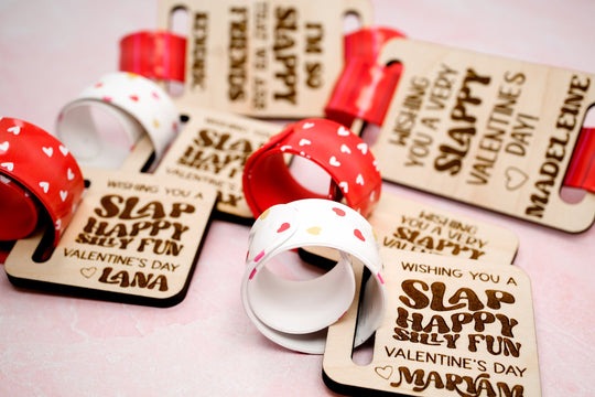 Personalized Class Valentine Slap Bracelet Cards | Candy Free Favors for Classroom Valentine's Day Party