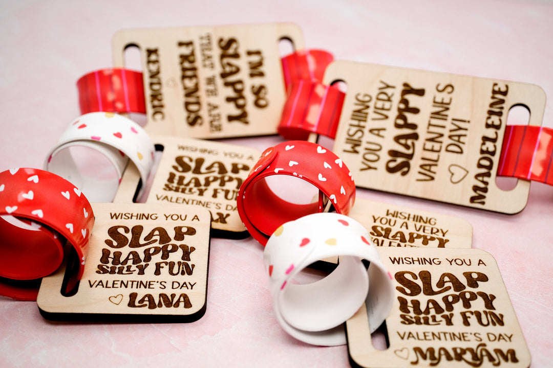 Personalized Class Valentine Slap Bracelet Cards | Candy Free Favors for Classroom Valentine's Day Party