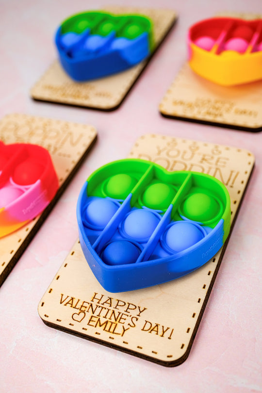 Personalized Class Valentine Pop It Cards | Candy Free Favors for Classroom Valentine's Day Party