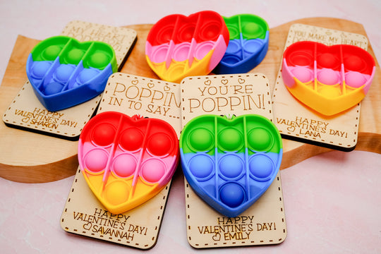 Personalized Class Valentine Pop It Cards | Candy Free Favors for Classroom Valentine's Day Party